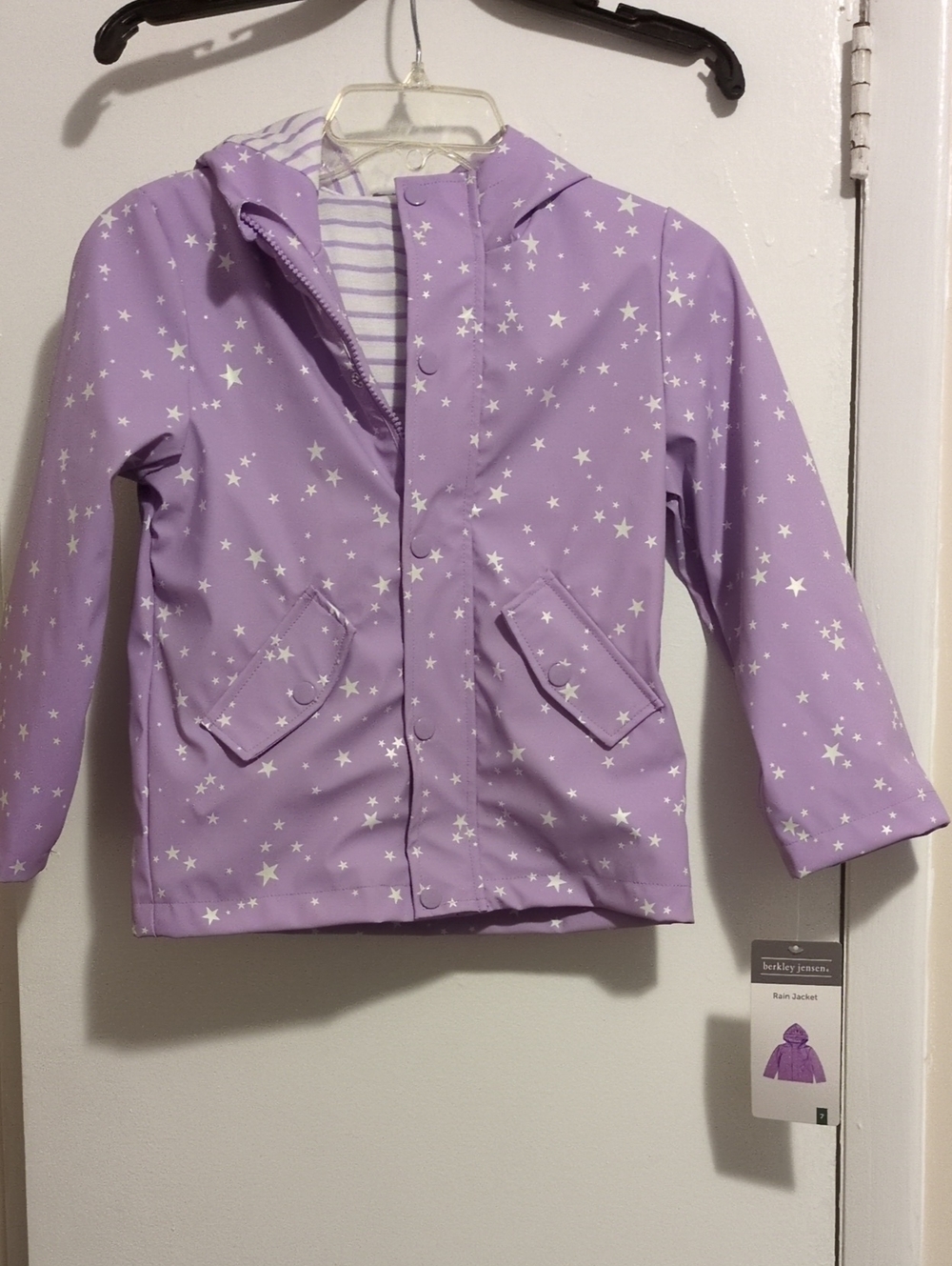 Berkley Jensen Kids Purple Star-Print Rain/Water Resistant Jacket 7